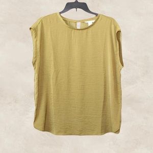 H&M | Light Olive Green Blouse With Open Back Closure Detail